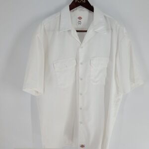 Dickies Short Sleeve Lightweight Workwear Casual Button Up Shirt White Size 2XL